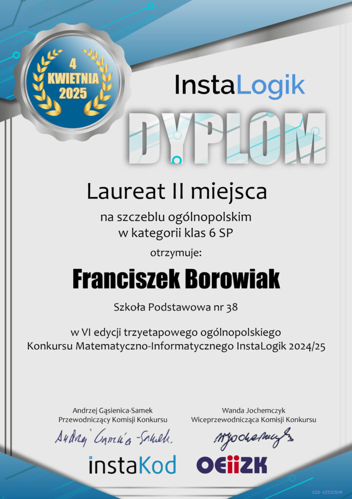 Dyplom uczestnika konkursu