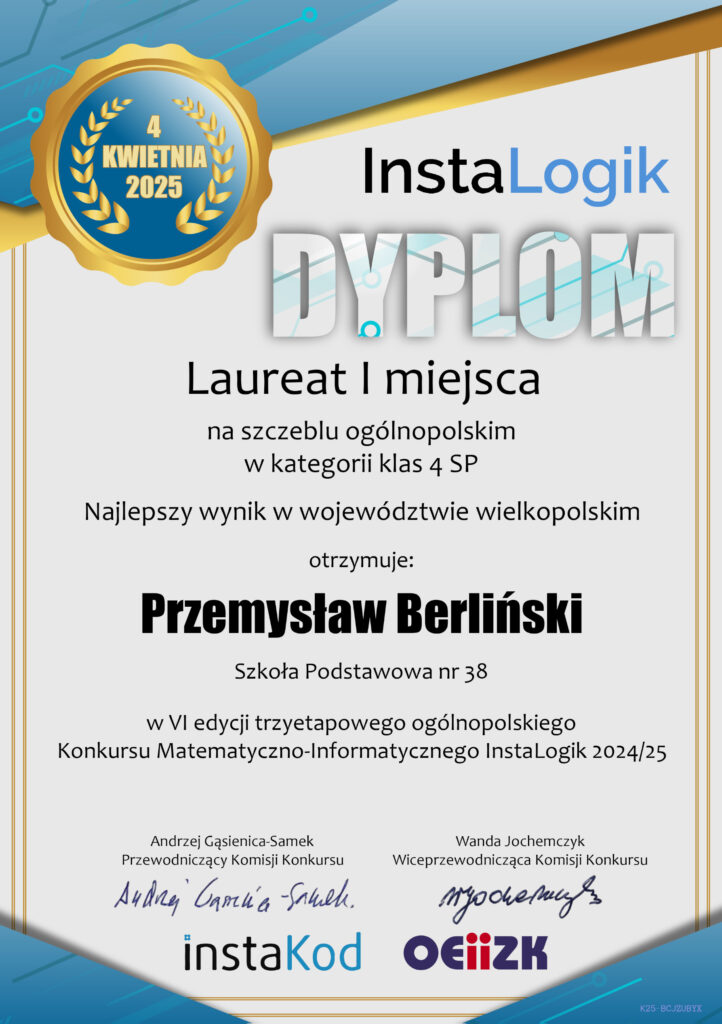 Dyplom uczestnika konkursu