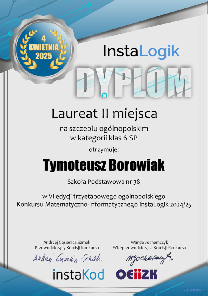 Dyplom uczestnika konkursu