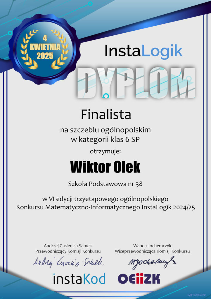 Dyplom uczestnika konkursu