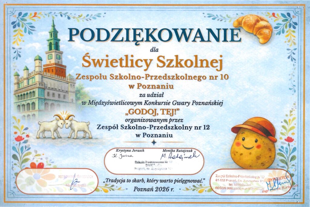 podziękowanie dla świetlich szkoły nr 38